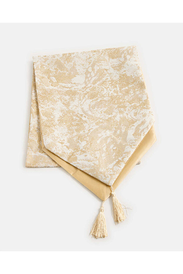 مفرش طاولة طويل بيج مطبوع - 3