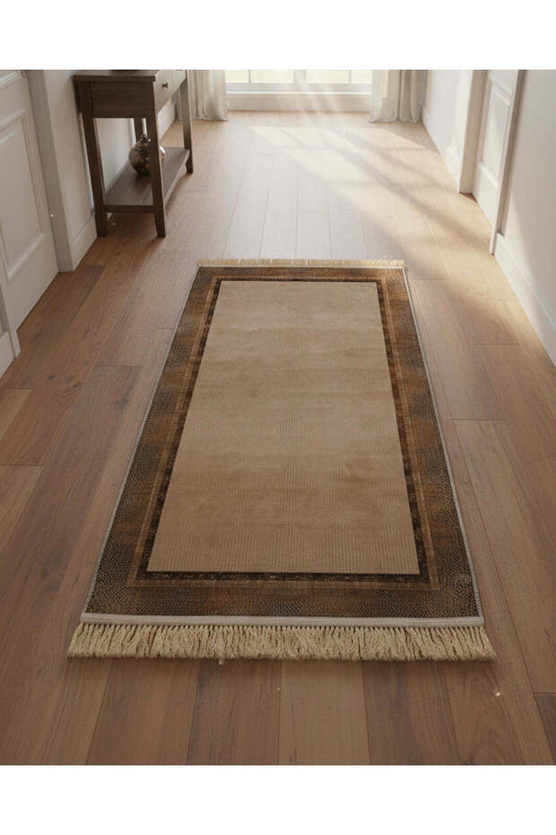 مفرش طاولة مطبوع بلون بيج كشمير - 1