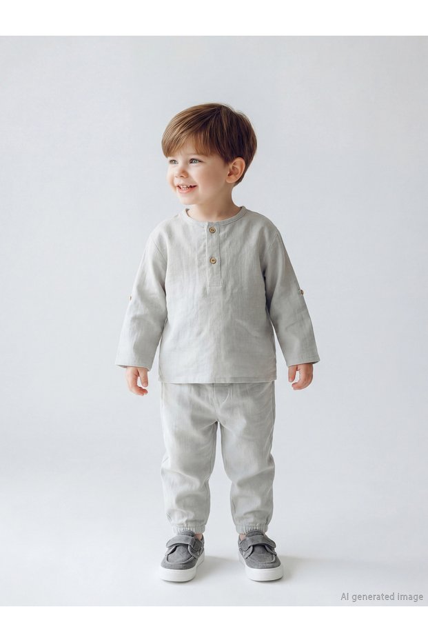 Lcw Baby Gray Baby Boy T-Shirt and Pants Set