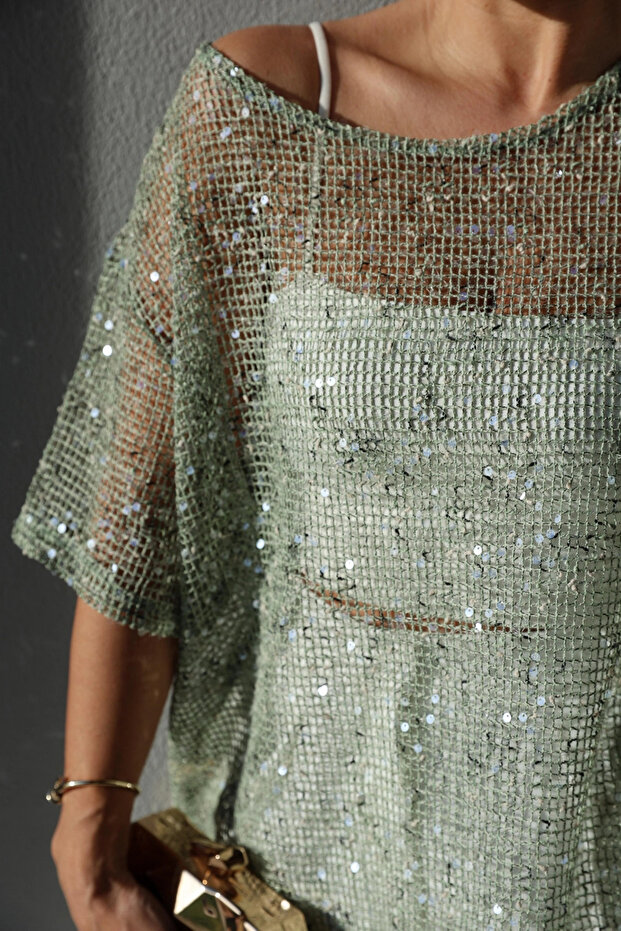 YEŞİL Pullu Bluz - 6