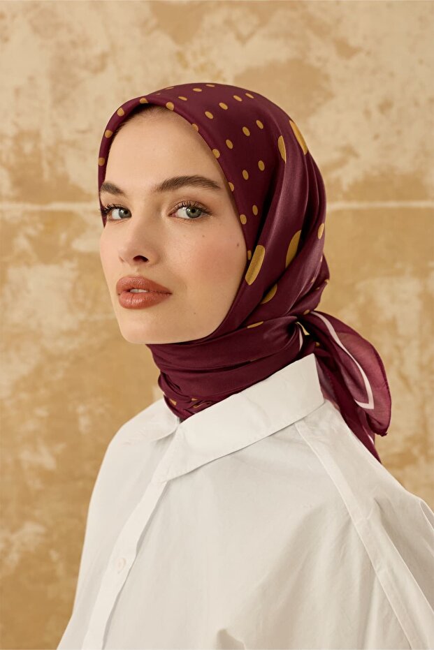 Eșarfă cu model punctat bumbac - 3