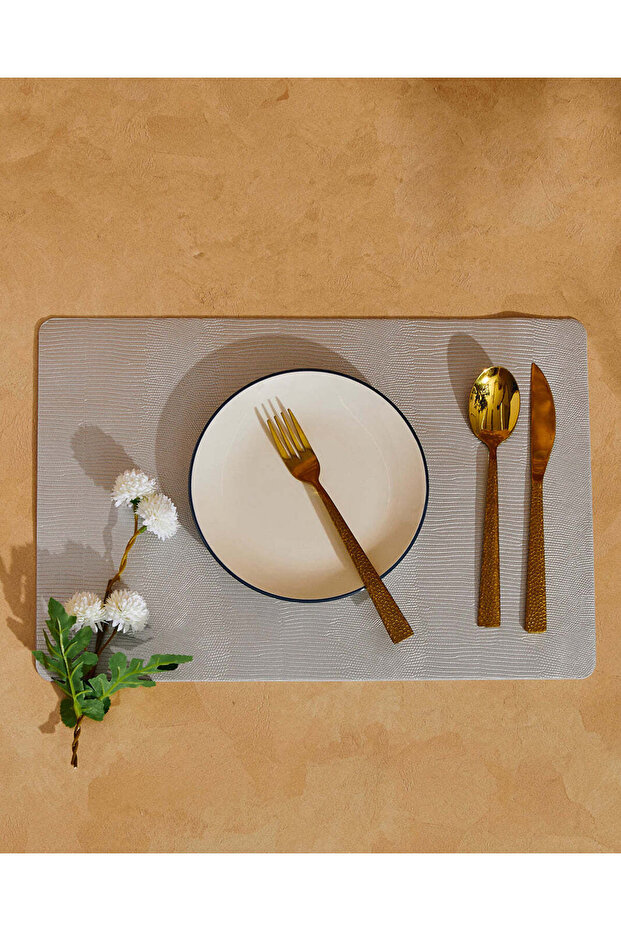 مفرش طاولة فردي طاولة مستطيل رمادي - 1