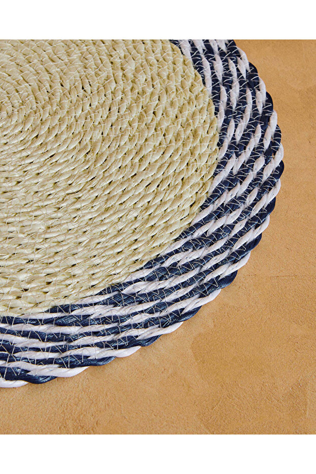 مفرش طاولة فردي أزرق دائري - 3