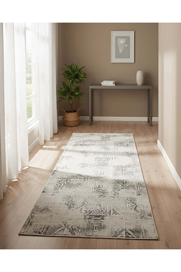 مفرش طاولة طويل من الساتان منقوش بنقوش، 100 × 200 سم - 1