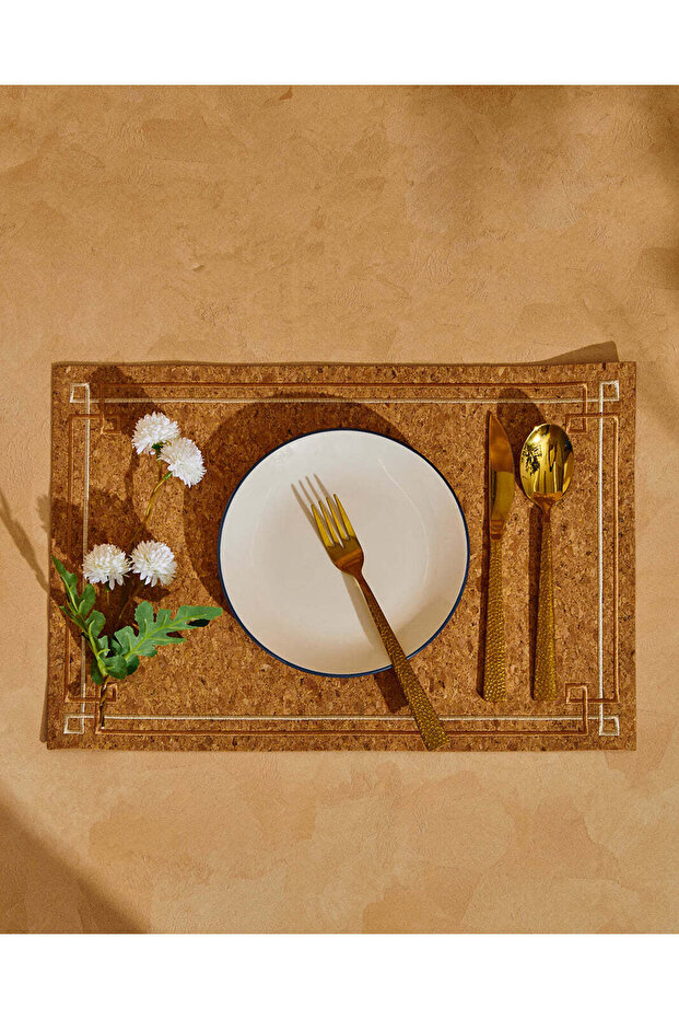 مفرش طاولة فردي طاولة مستطيل بيج اللون - 1