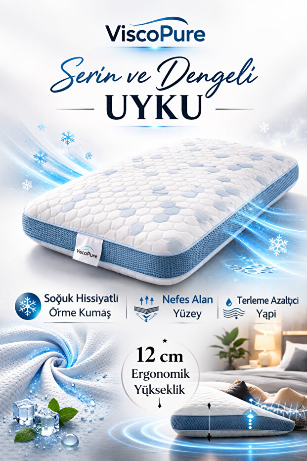 Visco Ergonomic Orthopedic Memory Foam Pillow with Neck Support