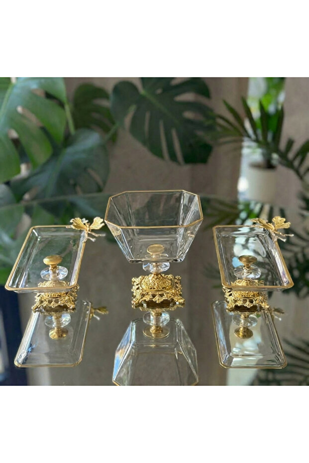 Luxury 3-Piece Butterfly Presentation and Serving Set - Plate - Bowl
