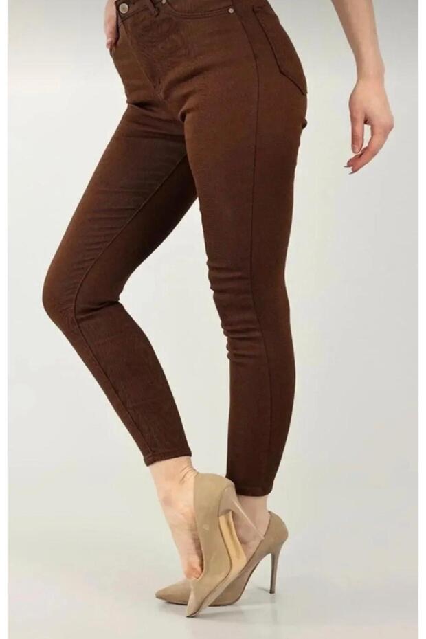 New Season Stretchy Comfortable Women's Brown Skinny Jeans