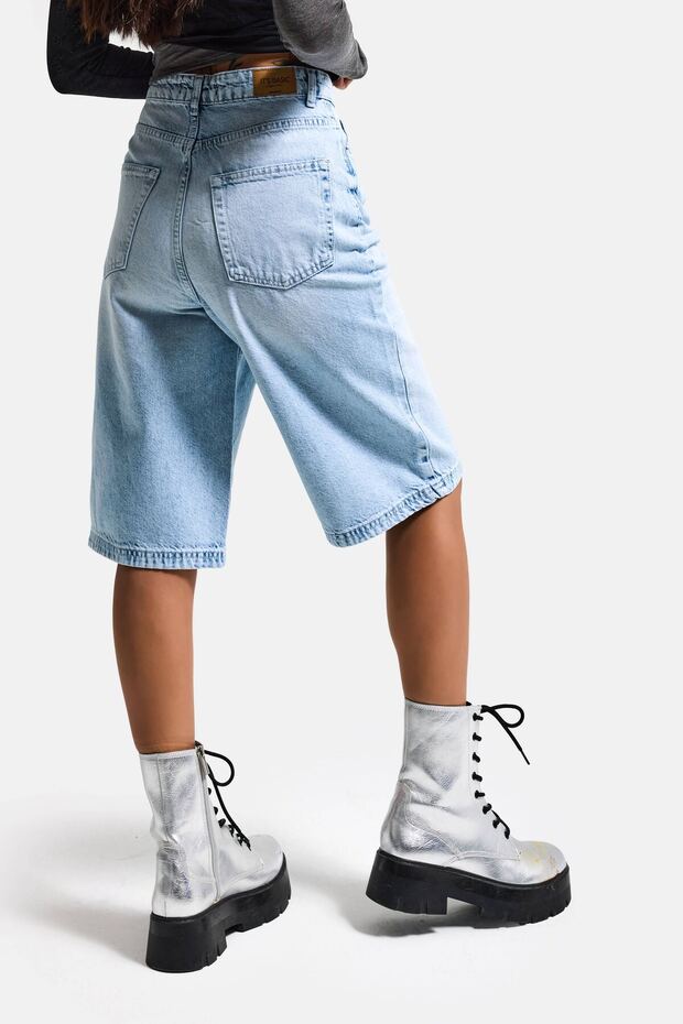 Kadın Ice 4s6-3 Maxi Boy Bermuda Kemer Detaylı Denim Şort - 7