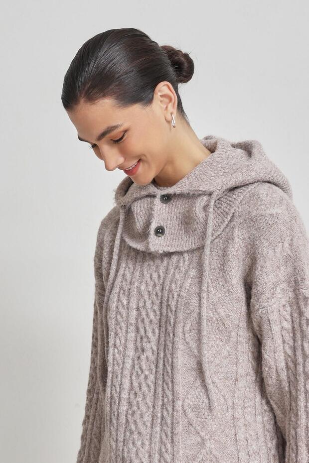 Vizon Düğme Detaylı Örme Şapka - 1