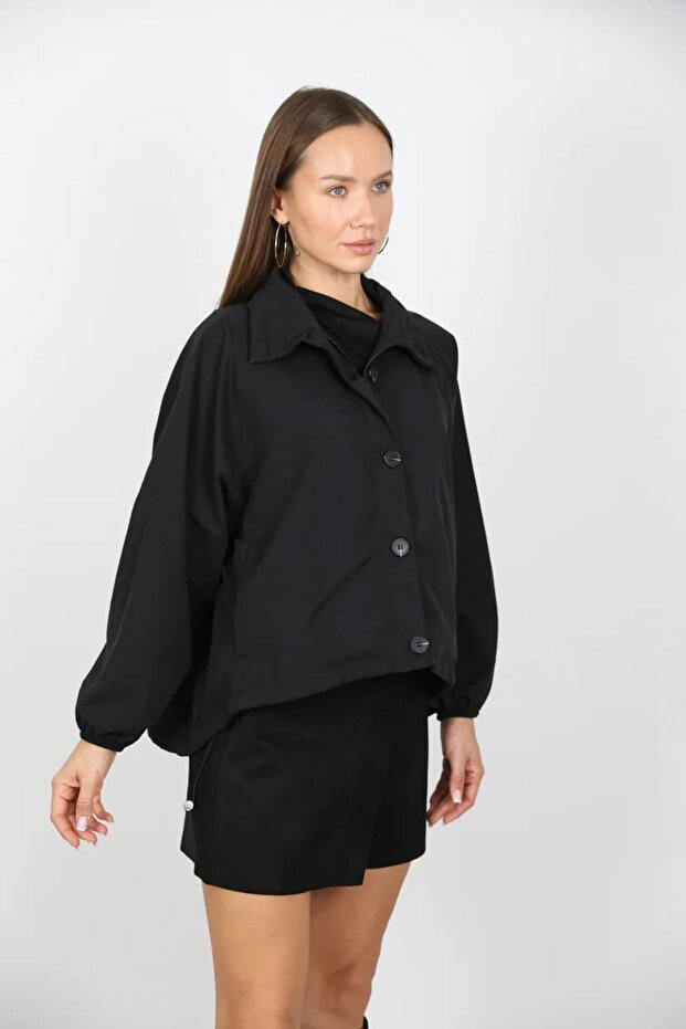 معطف مطر رقيق أسود - 3