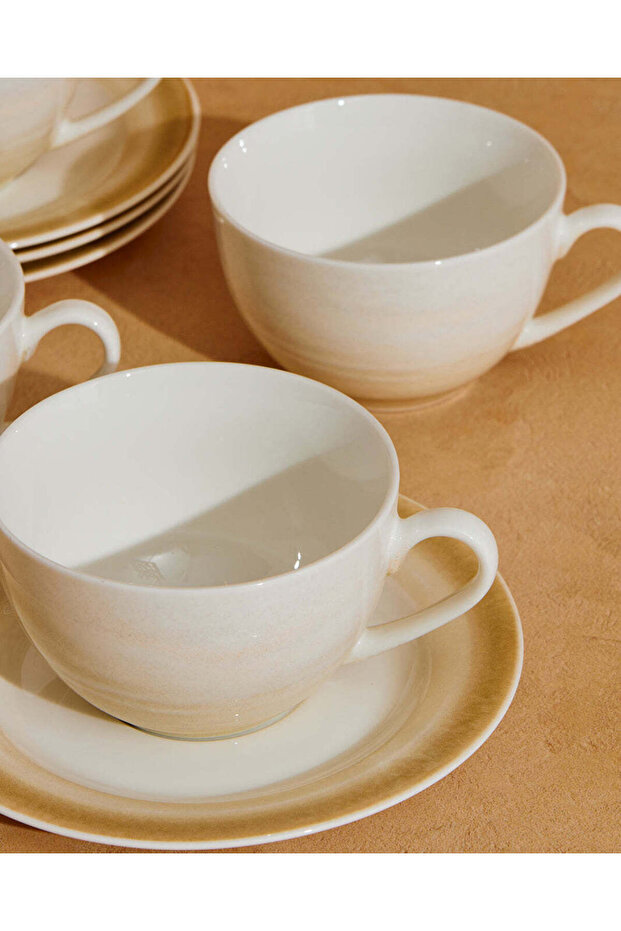 طقم عشاء مطبوع بتدرج لوني بيج (20 قطعة) - 8