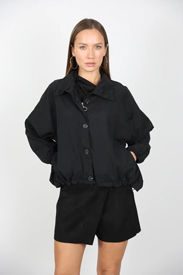 معطف مطر رقيق أسود - 2