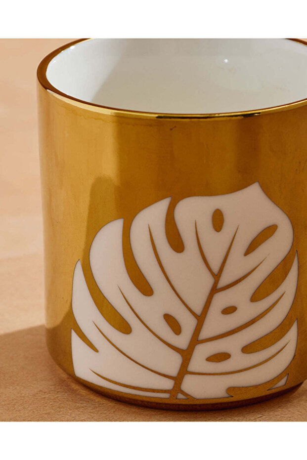 Gold Leave Pattern Electroplated Mug - 3