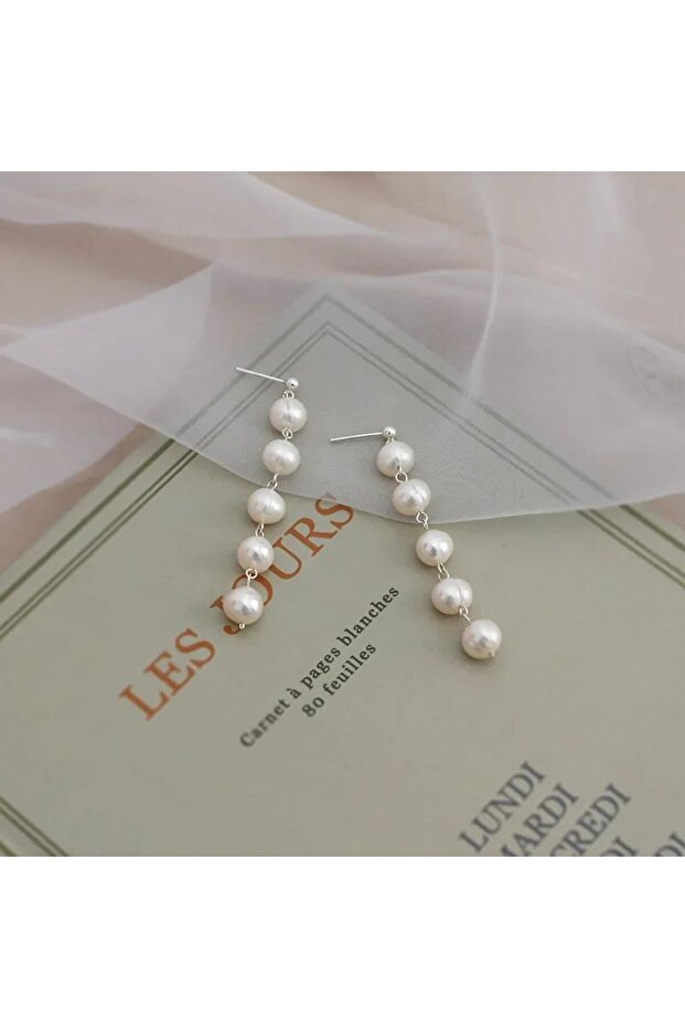 Silver Color Pearl Elegant Earrings