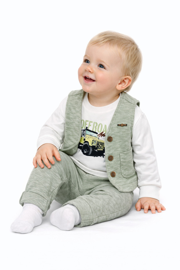 Baby Boy Vest Set 3-Piece Set Pocketed