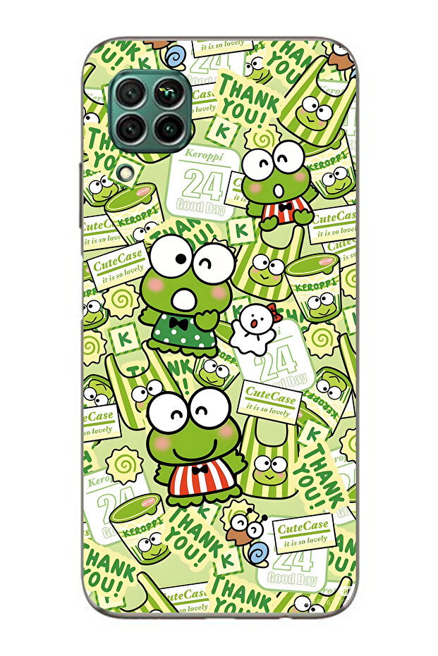 حافظة هاتف شفافة متوافقة مع هاتف هواوي P40 Lite من نوع Cute Frog منقوش - 1