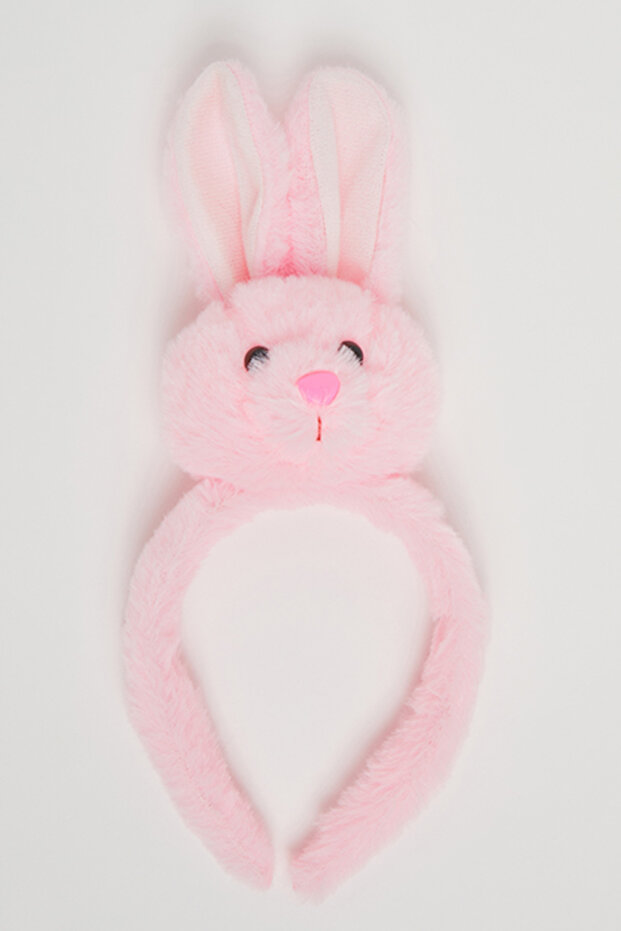 Girl's Pink Plush Bunny Headband