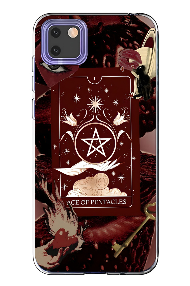 Huawei Y5P Compatible Tarot Card Pattern Transparent Phone Case