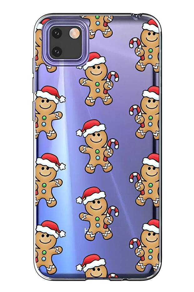 Huawei Y5P Compatible Gingerbread Patterned Transparent Phone Case - 1