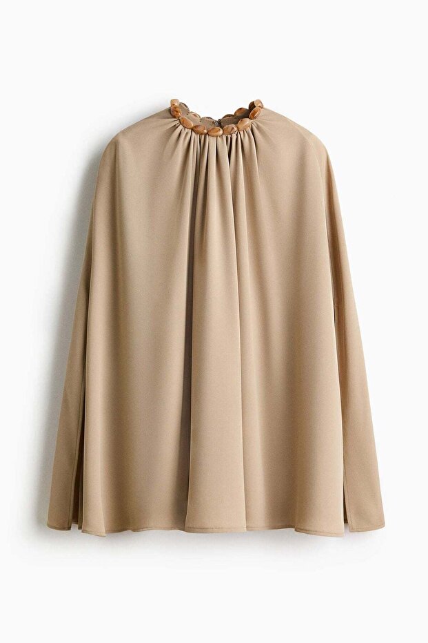 Bead-detail cape blouse