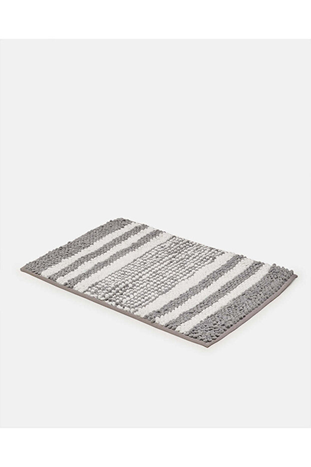 سجادة حمام من الشنيل الرمادي - 2