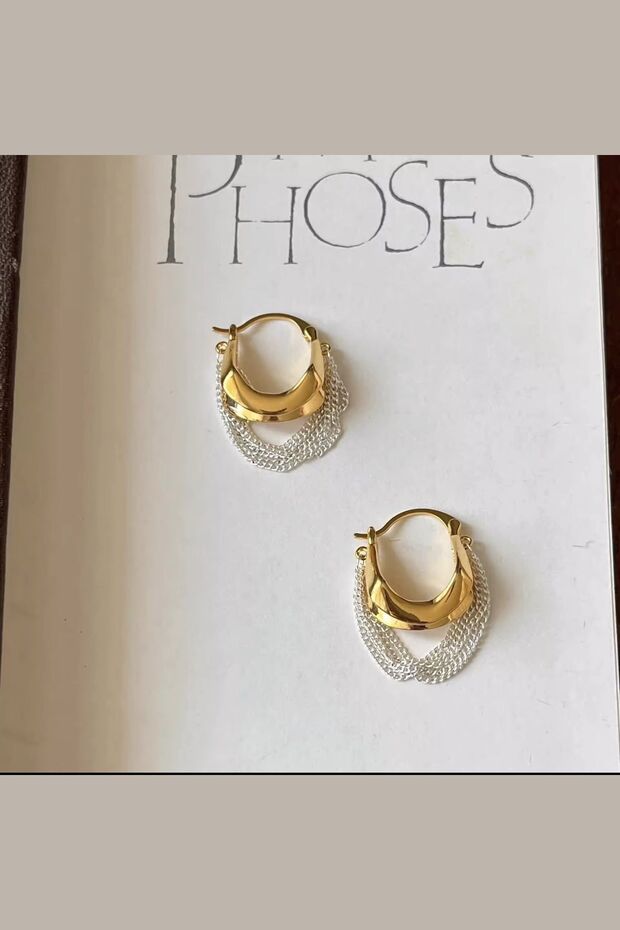 Women's Earrings Multiple Chain Detail Non-Tarnish Hoop Earrings