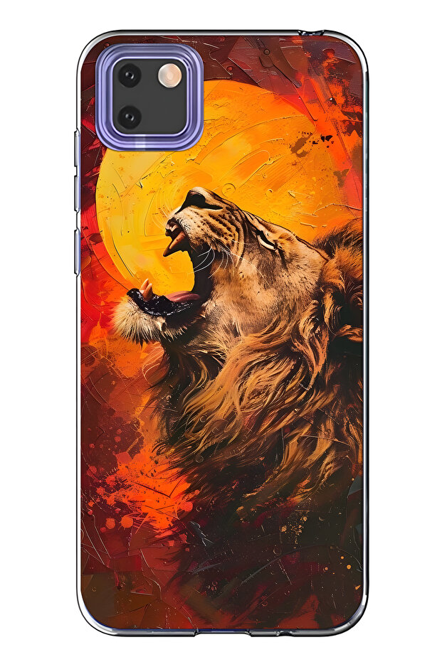 حافظة هاتف شفافة متوافقة مع هاتف هواوي Y5P Aslan منقوش - 1