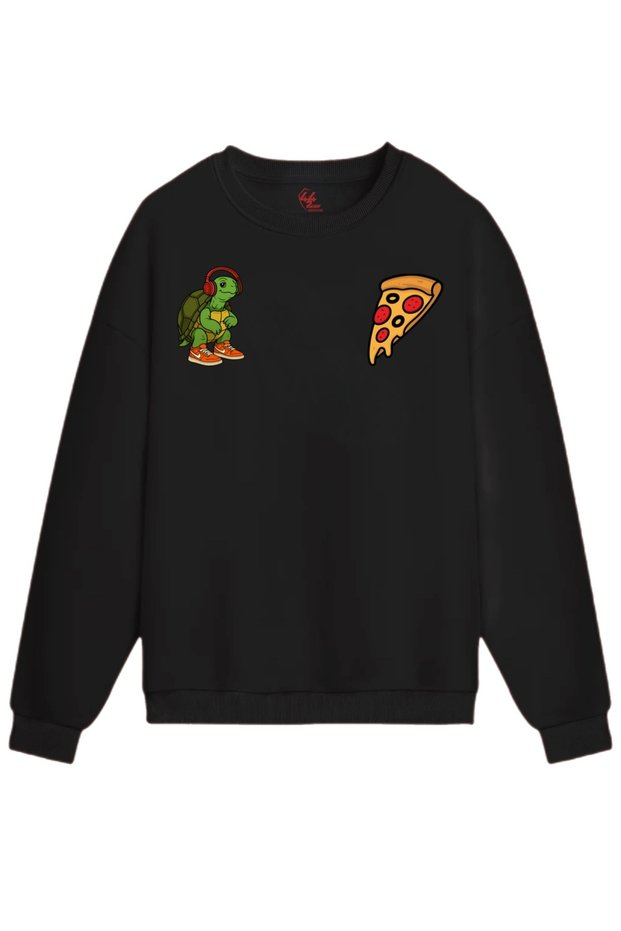 Urban Ninja Turtle Pizza Printed Hooded Hoodie