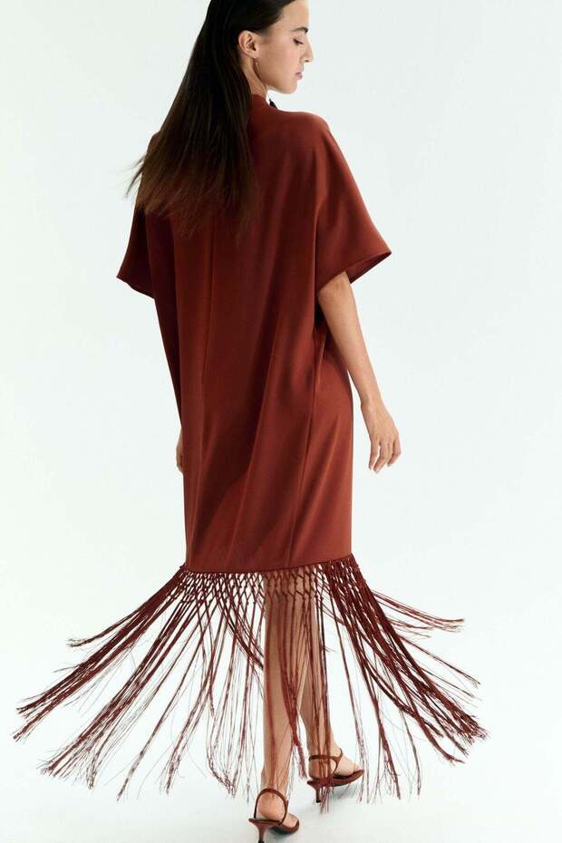 Fringe-trimmed dress