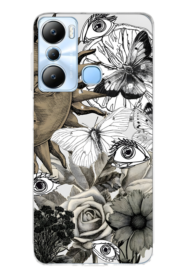 حافظة هاتف شفافة متوافقة مع Infinix Hot 20i من Sun and Eye Collage منقوش