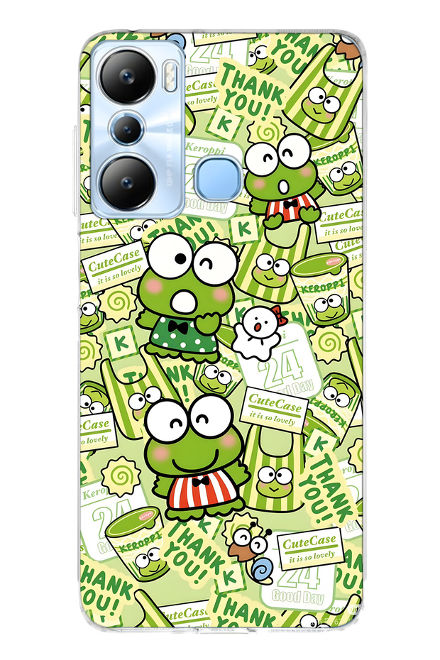 حافظة هاتف شفافة متوافقة مع هاتف Infinix Hot 20i Cute Frog منقوش