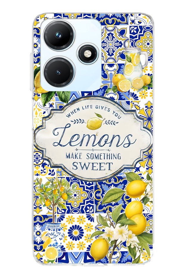 Infinix Hot 30I Compatible Lemon Patterned Transparent Phone Case