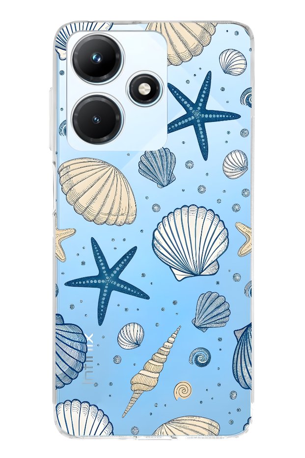Infinix Hot 30I Compatible Sea Shell and Star Patterned Transparent Phone Case