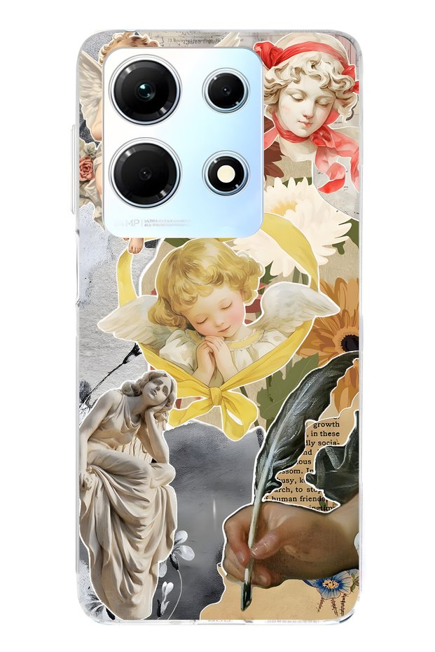 Infinix Note 30 Compatible Angels and Sculpture Collage Patterned Transparent Phone Case