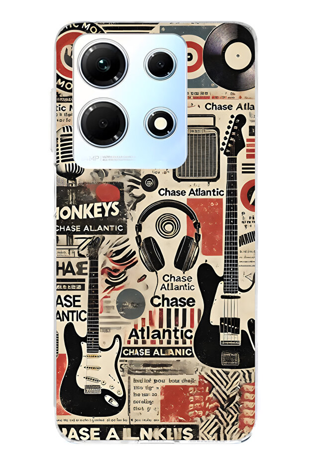 حافظة هاتف شفافة متوافقة مع Infinix Note 30 Music Collage منقوش - 1