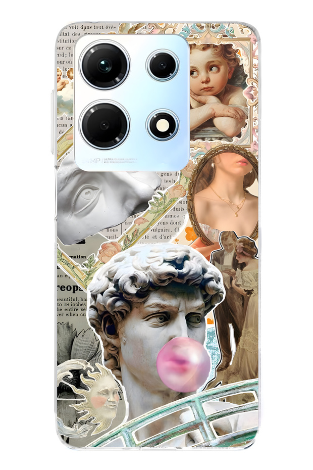 حافظة هاتف شفافة متوافقة مع هاتف Infinix Note 30 من طراز Renaissance Collage منقوش - 1