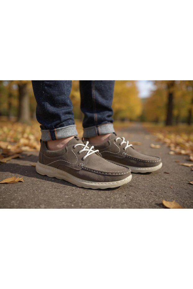 Paggi̇ 803 Lace-Up Genuine Nubuck Leather Leather Muşak Orthopedic Boat Marina Men's Shoes