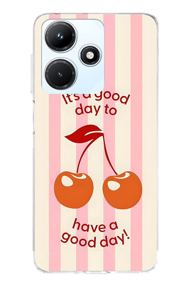 حافظة هاتف شفافة متوافقة مع هاتف انفينيكس هوت 30i من نوع Cherry منقوش - 1