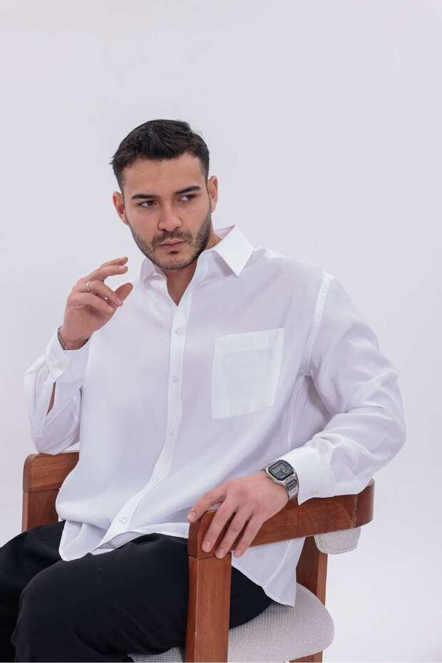 Oversize Modal Gömlek - 4