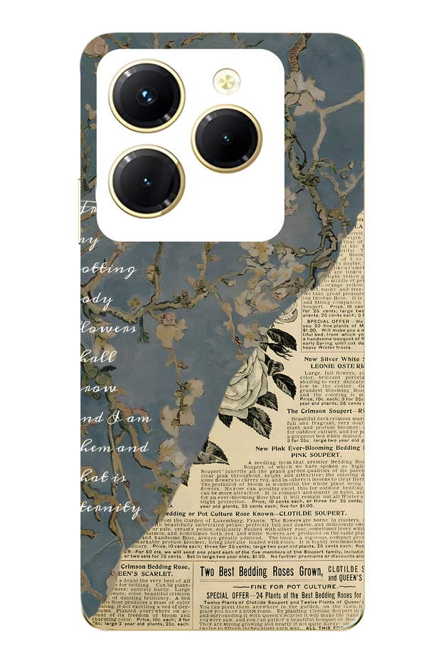 حافظة هاتف شفافة متوافقة مع Infinix Hot 40i Vintage Newspaper Collage منقوش