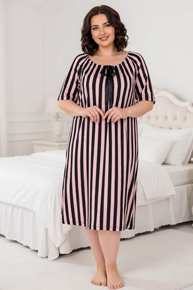 Women's Plus Size Ripped Buttoned Pocketed Long Dress Nightgown