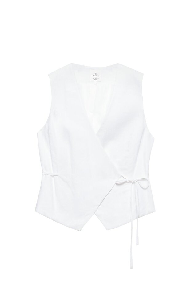 Yanları bağlamalı rustik yelek - 4