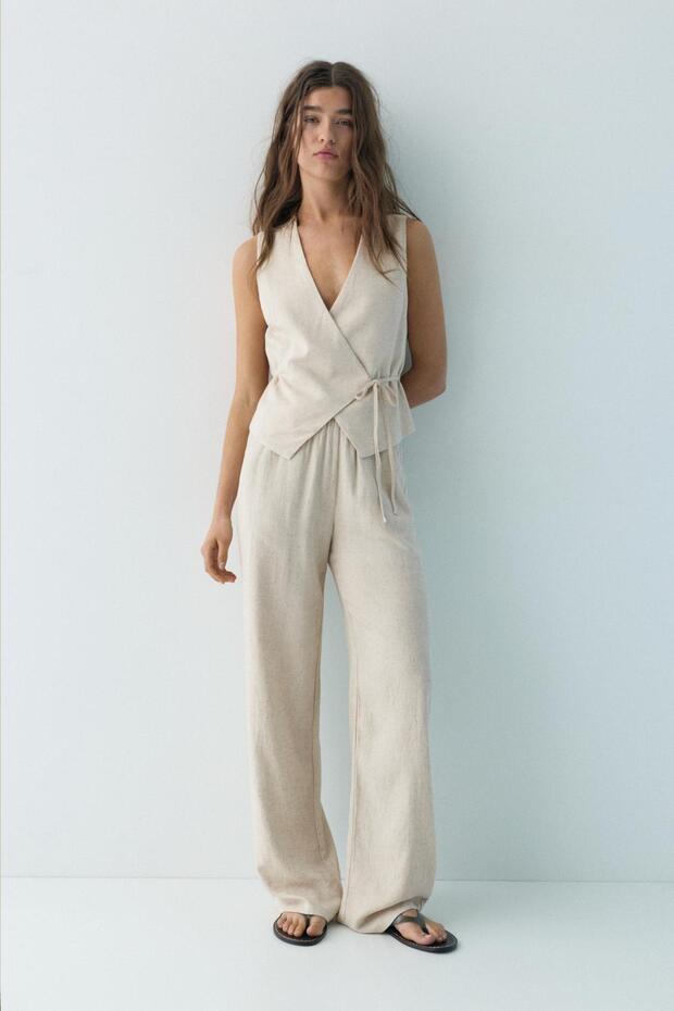 Yanları bağlamalı rustik yelek - 3