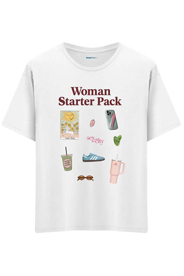 Woman Starter Pack Printed Crew Neck Oversized T-Shirt