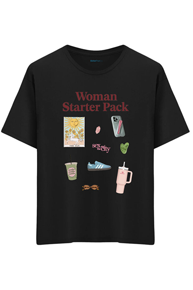 قميص Woman Starter Pack مطبوع ذو رقبة دائرية واسعة الحجم