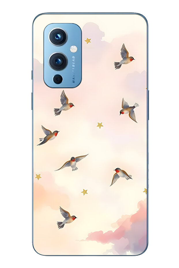 One Plus 9 Compatible Flying Bird Patterned Transparent Phone Case - 1