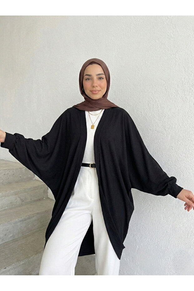كارديجان بأكمام الخفاش - أسود