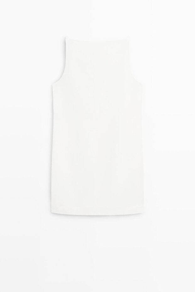 Dökümlü mini elbise - 7