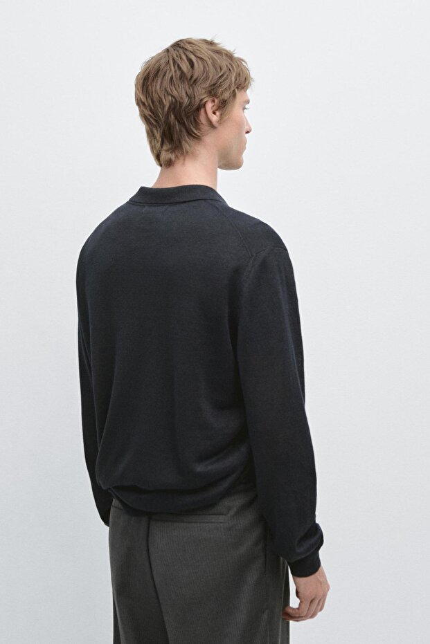 Düğmeli keten triko hırka - 3